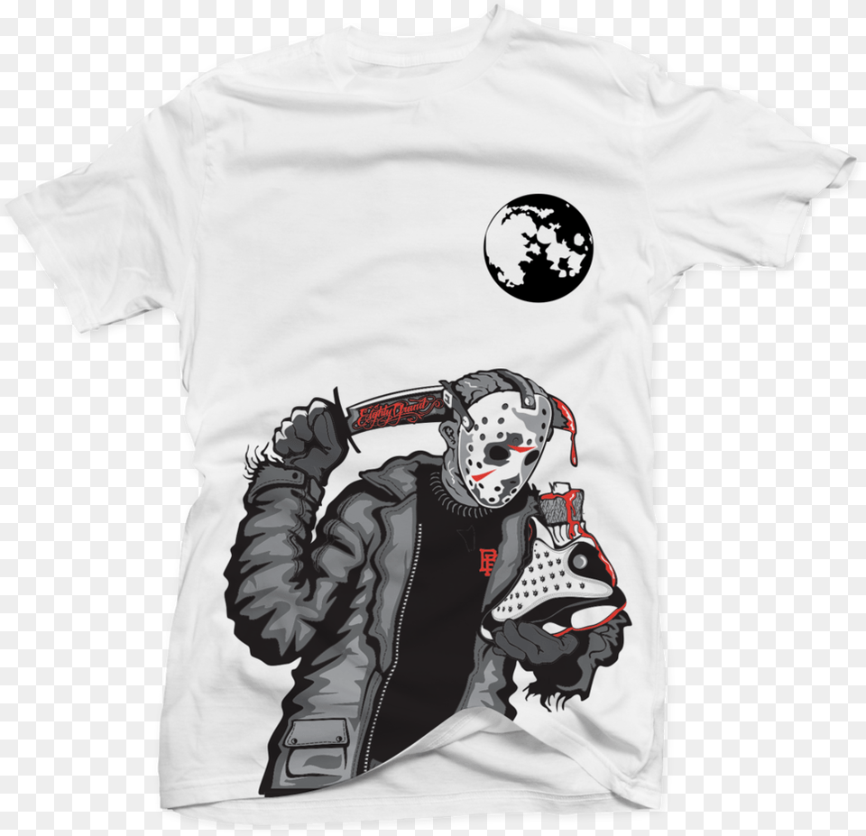 Friday The 13th White Tee Jordan 12 Game Royal Matching T Shirts, Clothing, T-shirt, Glove, Baby Png Image