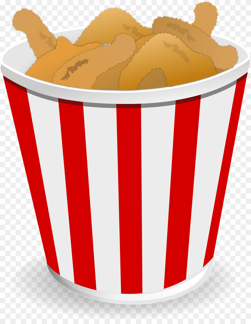 Fried Chicken In A Red And White Striped Bucket Clipart, Food, Snack Png Image