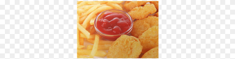 Fried Chicken Nuggets With French Fries And Sauce Isolated Naggetsi S Kartoshkoj Fri, Food, Ketchup, Fried Chicken Png