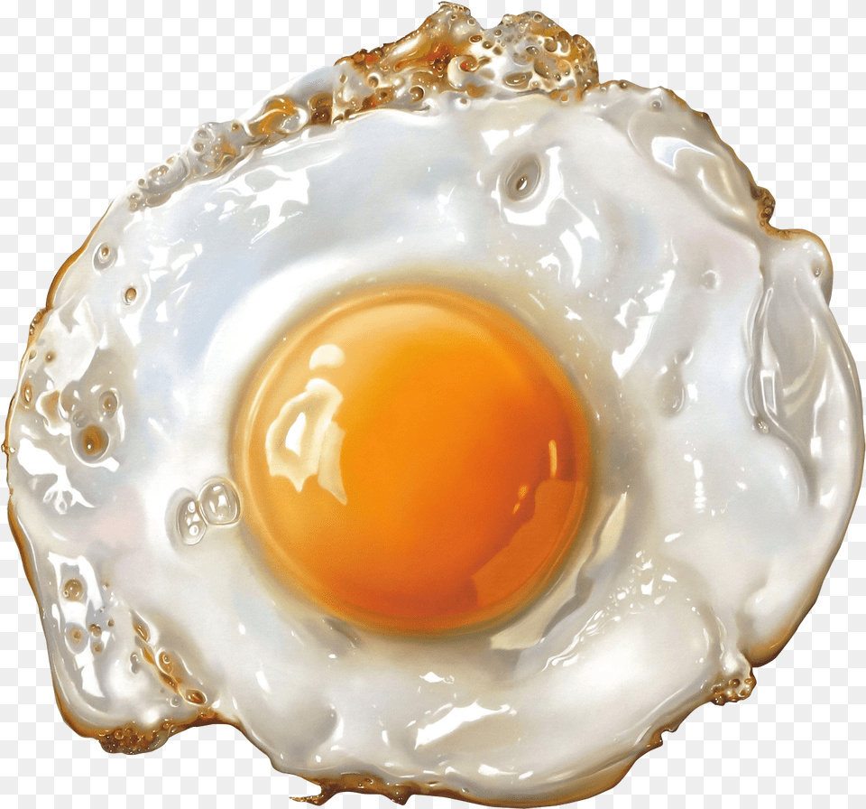 Fried Egg Transparent Fried Egg On Concrete, Plate, Food, Fried Egg Png Image