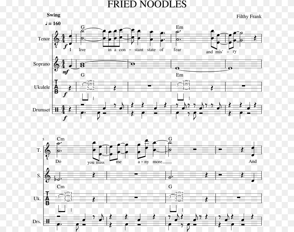 Fried Noodles Piano Sheet Free Png Download