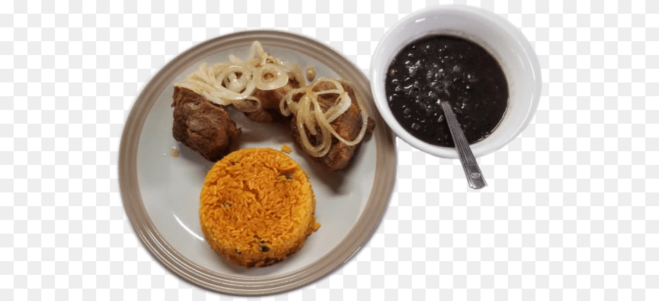 Fried Pork Chunks With Yellow Rice And Black Beans Falafel, Meal, Lunch, Food Presentation, Food Png