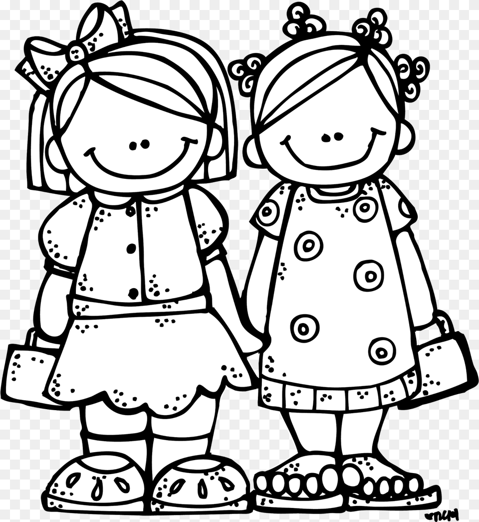 Friends Clipart Black And White Sisters Black And White, Baby, Person, Face, Head Free Png