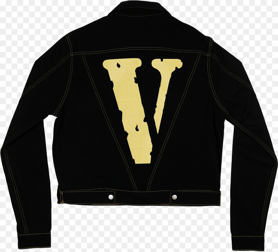 Friends Denim Jacket Vlone Black And White, Clothing, Coat, Long Sleeve, Sleeve Png Image