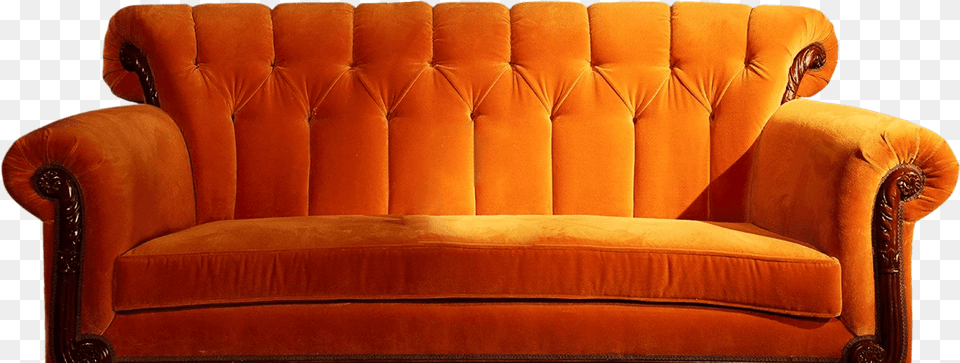 Friends Orange Couch Transparent, Furniture, Chair Free Png