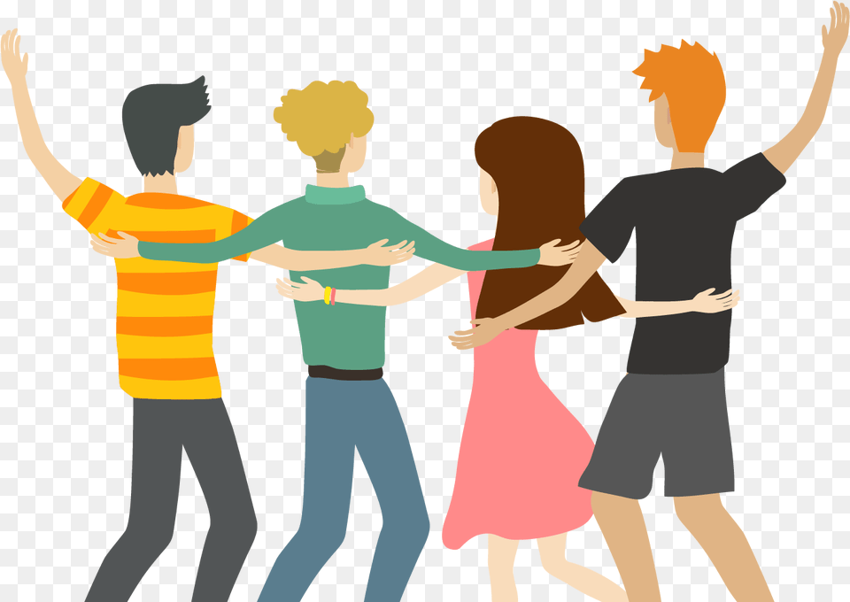 Friends Raised Their Hands To Celebrate Tongue Twister About Friends, Dancing, Leisure Activities, Person, Clothing Free Png Download