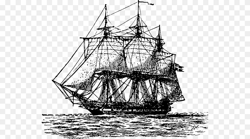 Frigate Maritime Sailing Ship Sailing Boat Old Ship Clip Art, Sailboat, Transportation, Vehicle, Drawing Png Image