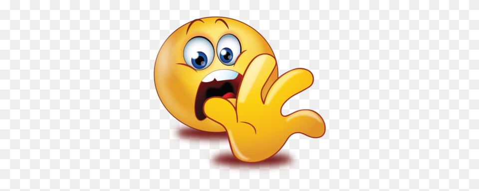 Frightened Scared Face With Stop Hand Emoji Png