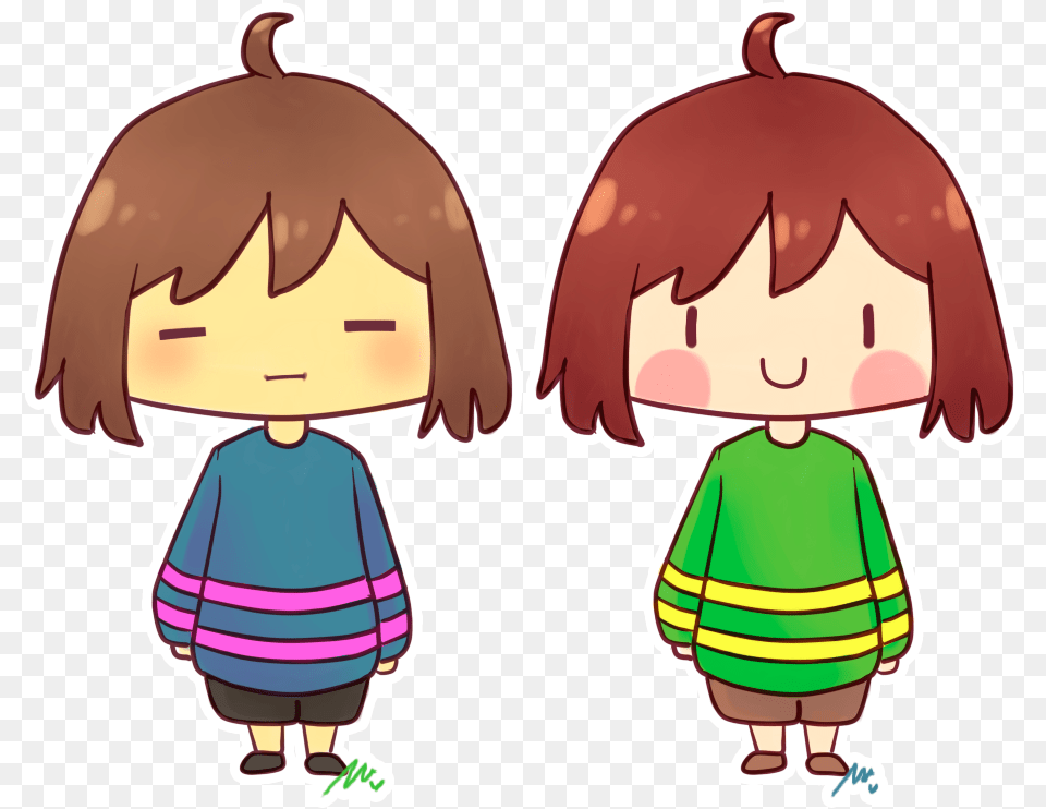 Frisk And Chara By Wivimon Clip Black Frisk And Chara Chibi, Baby, Person, Face, Head Free Png Download