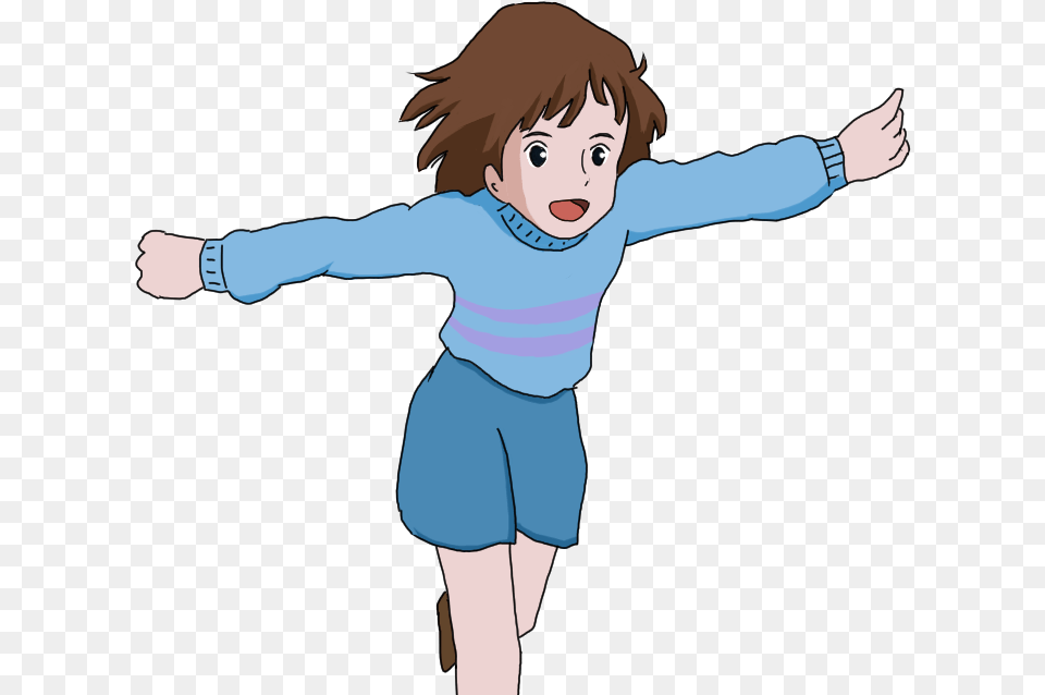 Frisk From Undertale In Ghibli Style Undertale Frisk Gif, Baby, Person, Long Sleeve, Sleeve Free Png Download