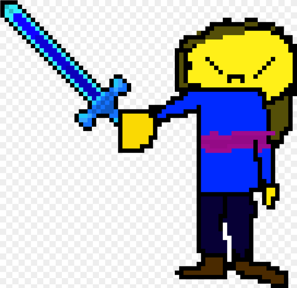 Frisk Has A Sword From Minecraft Cartoon Free Transparent Png