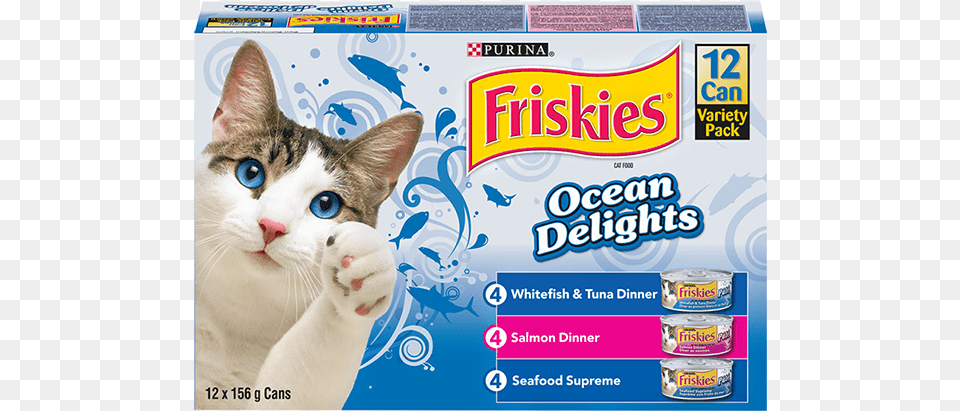 Friskies Ocean Delights, Advertisement, Animal, Cat, Mammal Free Png Download