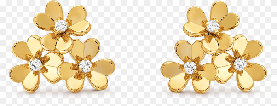 Frivole Earrings 3 Flowers Mini Model Vcarp2dv00 Van Flower Earrings Goldpng, Accessories, Jewelry, Gold, Earring Free Png