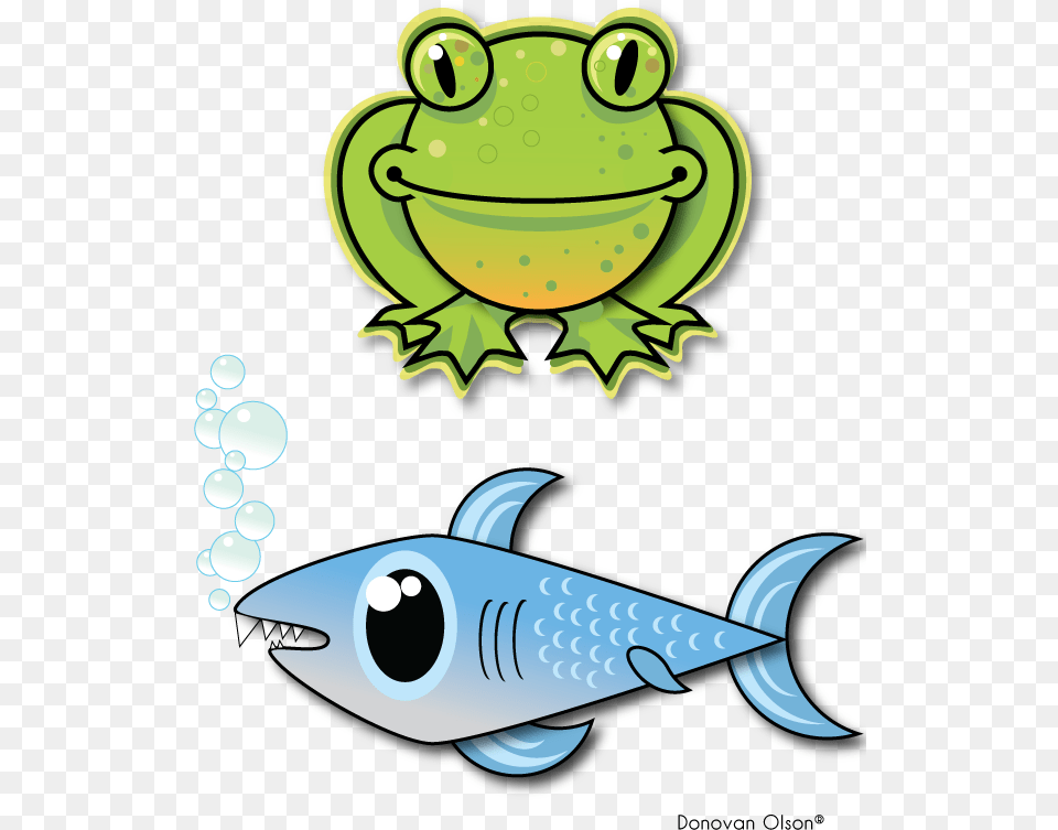 Frog And Fish Clipart Fish And Frog Cartoon, Animal, Amphibian, Wildlife, Sea Life Png Image