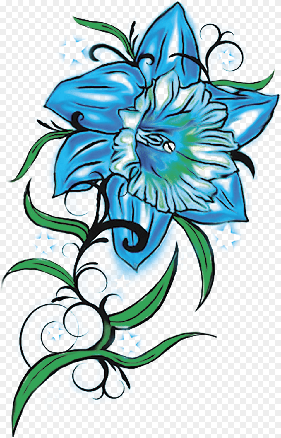 Frog Blue Orch Frog And Flower Tattoo Design, Art, Floral Design, Graphics, Pattern Free Transparent Png