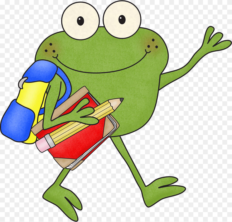 Frog Clipart For Teachers Back To School Frog, Baby, Person, Animal Free Png