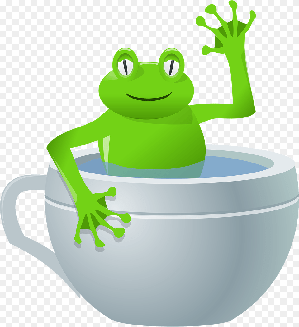 Frog In A Cup Clipart, Green, Amphibian, Animal, Wildlife Free Png Download