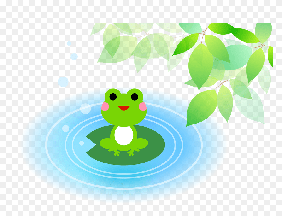 Frog Is Under Green Leaves Clipart, Water, Ripple, Plant, Outdoors Free Png Download
