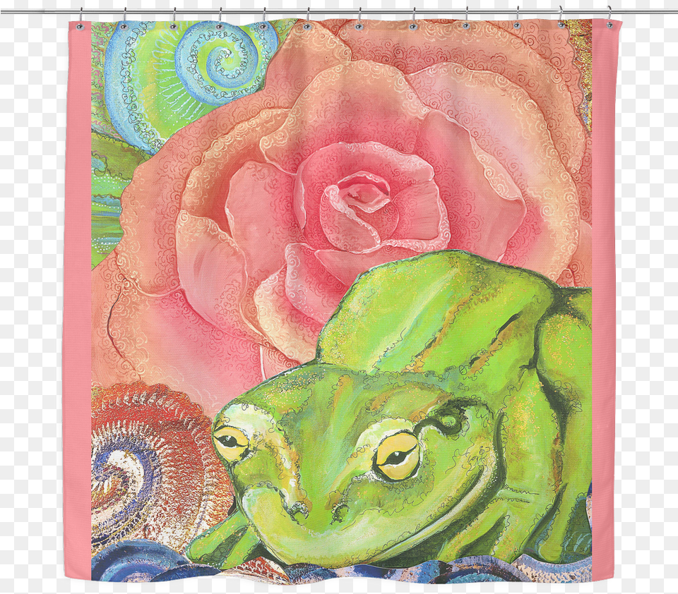 Frog Roselitt Shower Curtain, Art, Flower, Painting, Plant Free Png