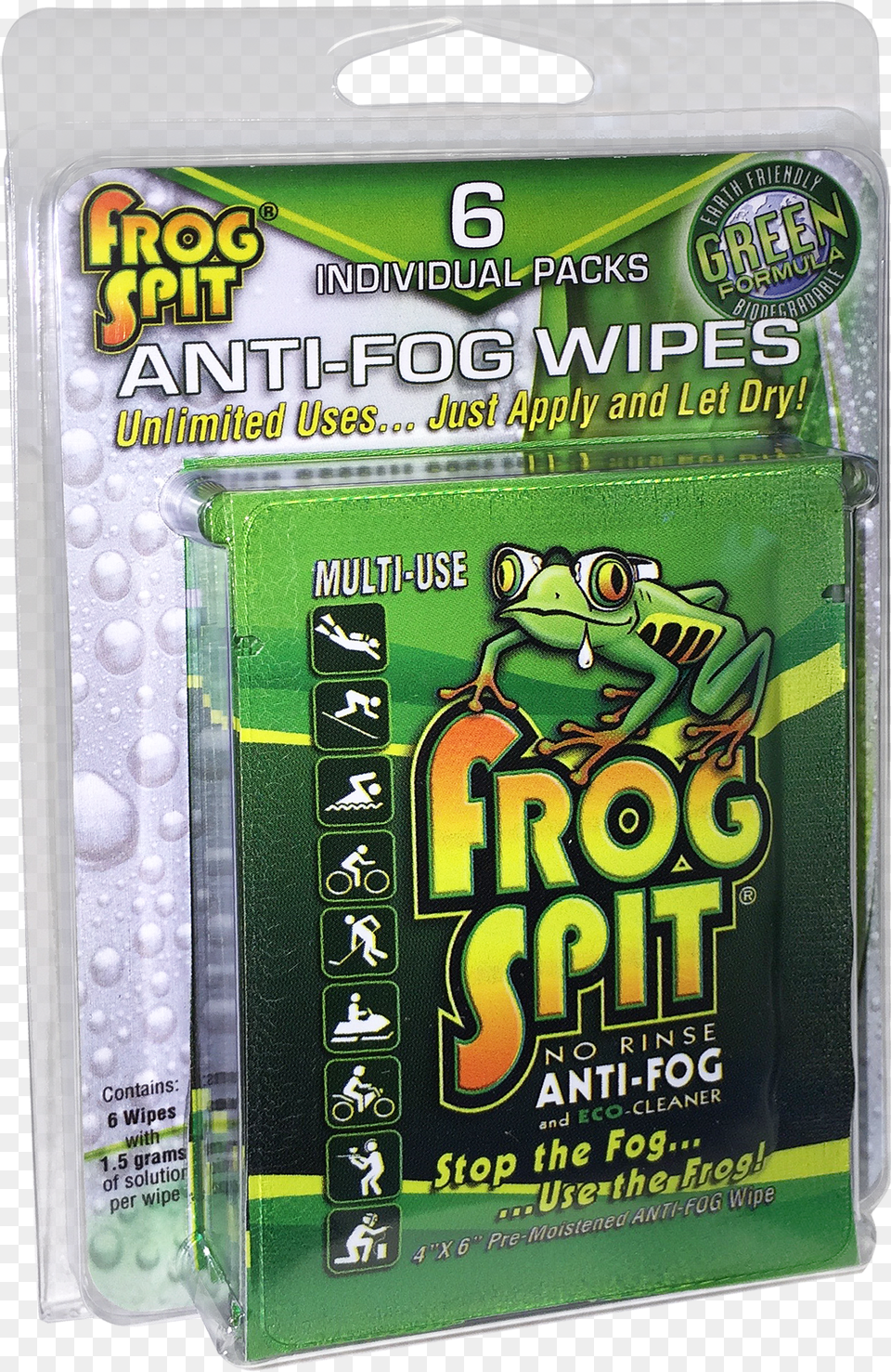 Frog Spit 6 Pack Anti Fog Wipes Trident Frog Spit No Rinse Anti Fog Wipes Eco Friendly Free Png Download