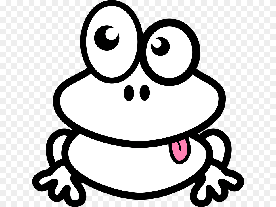 Frog Toad Frog Eyes Amphibian Hop Leap Animal Funny Frog Clipart Black And White, Wildlife, Stencil, Snowman, Snow Png Image