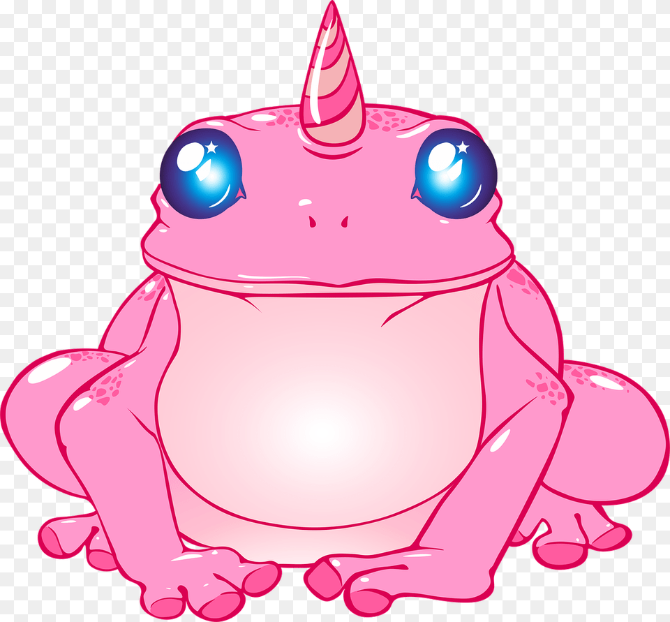 Frog Unicorn Fantasy Pink Rosa Horn Nice Toad Sapo En Dibujo Animado, Amphibian, Animal, Wildlife, Nature Png