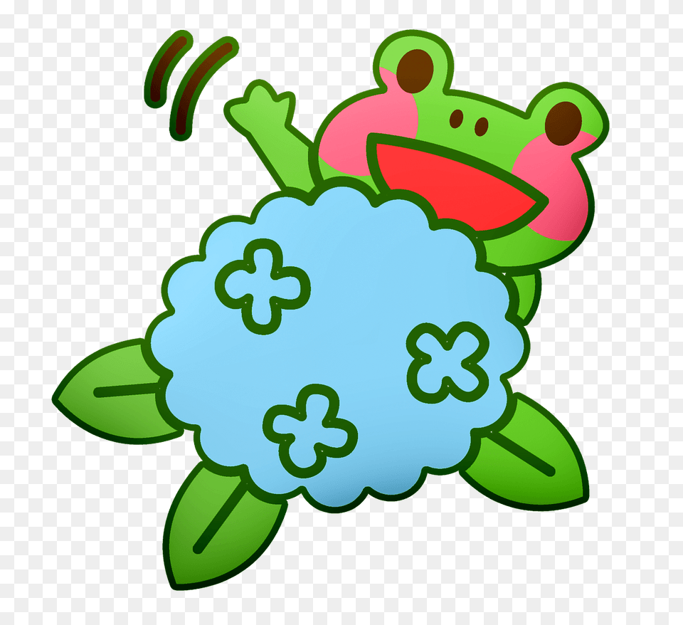 Frog With Hydrangea Clipart, Face, Head, Person, Green Png