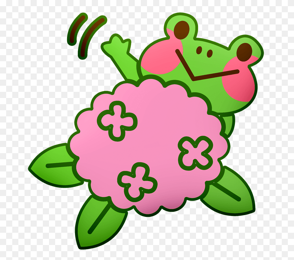 Frog With Hydrangea Clipart, Plant, Flower, Art, Graphics Png