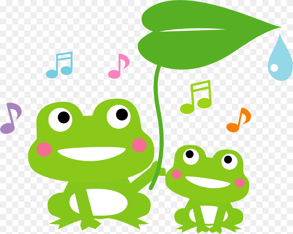 Frogs Are Singing Clipart, Green, Amphibian, Animal, Frog Png Image
