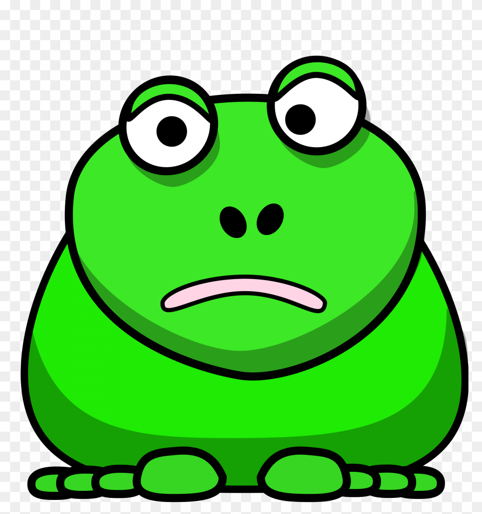 Frogs Clipart Face Cute Borders Vectors Animated Black Sad Cartoon Frog, Green, Amphibian, Animal, Wildlife Png