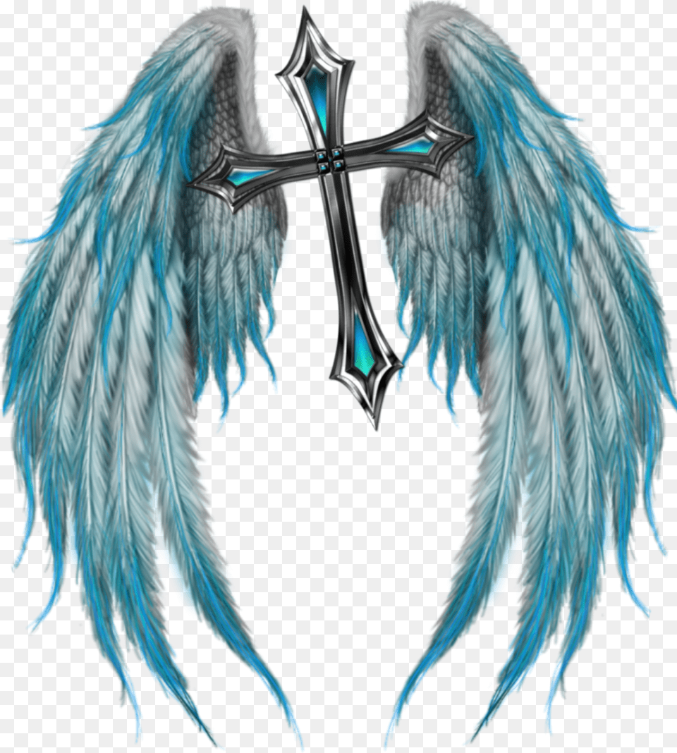 From Faith Knights Takashima39s Symbol Quotthe Winged Crossquot Blue Angel Wings, Animal, Bird Free Png Download