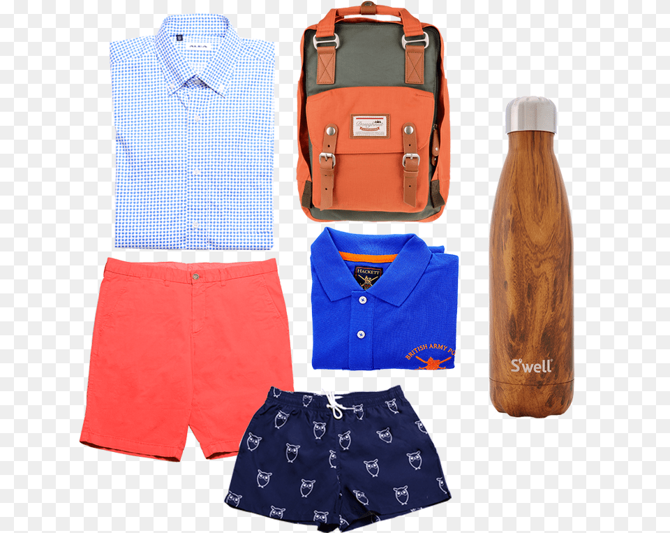 From The Sun Sand And Sea Macaroon Melon X Rust Backpack, Clothing, Shorts, Skirt, Shirt Png Image