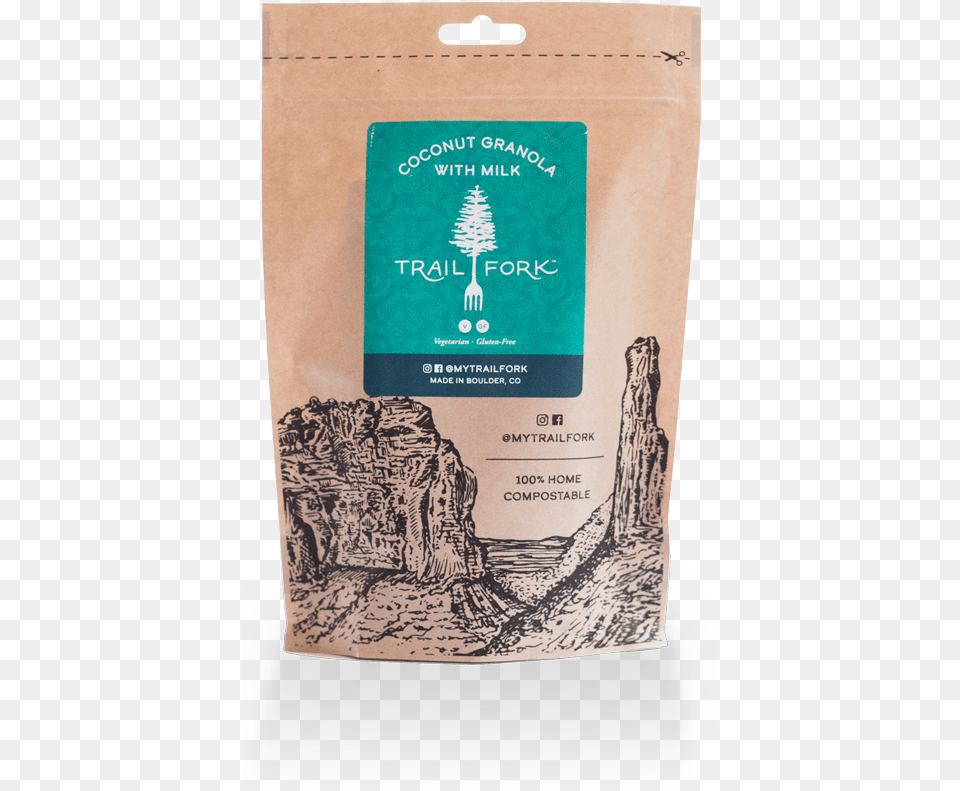 Front Label For Trailfork Coconut Almond Granola Vegan Single Origin Coffee, Book, Publication, Bag Free Png