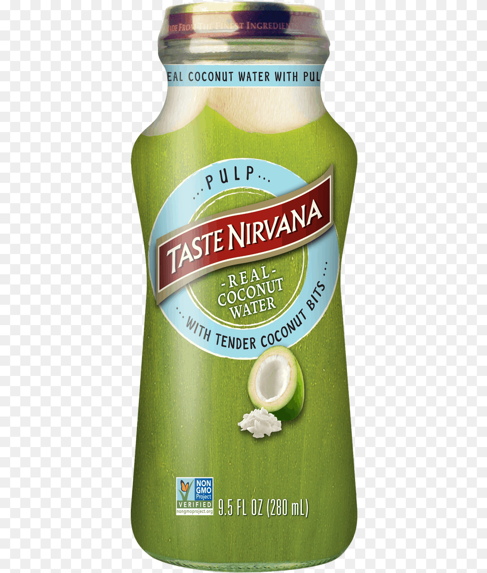Front Label Image Of Real Coconut Water With Plup Glass Juice, Food, Fruit, Plant, Produce Free Png
