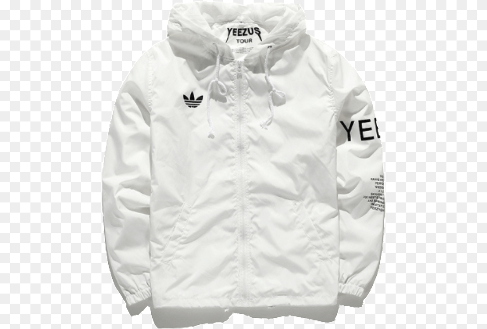 Front Of Yeezus Windbreaker White White Yeezy Windbreaker Jacket, Clothing, Coat, Hoodie, Knitwear Png Image