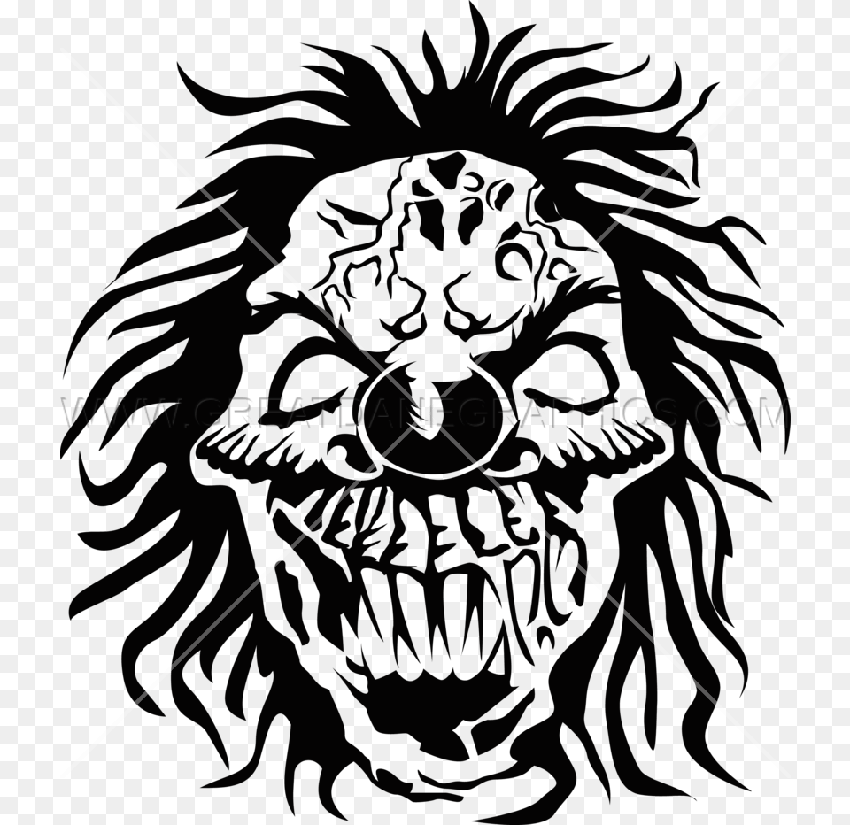 Front Production Ready Artwork Evil Clown Black And White, Emblem, Symbol, Person, Animal Png Image