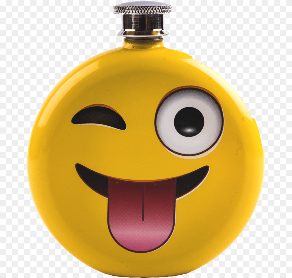 Front View Of Emoji Flask Smiley, Bottle Png Image