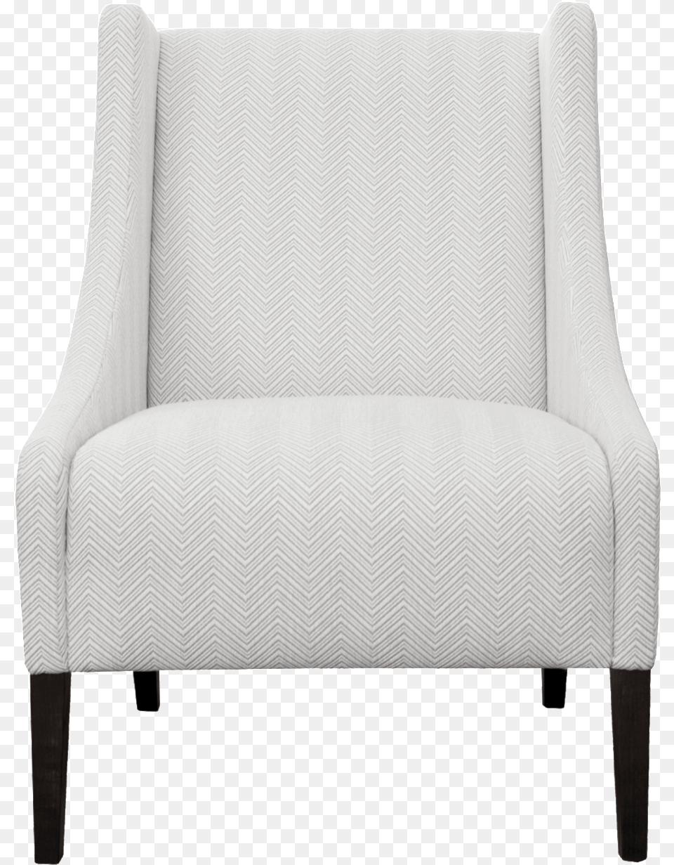 Front View Of Light White Upholstered Wing Back Lounge Studio Couch, Furniture, Chair, Armchair, Cushion Png Image