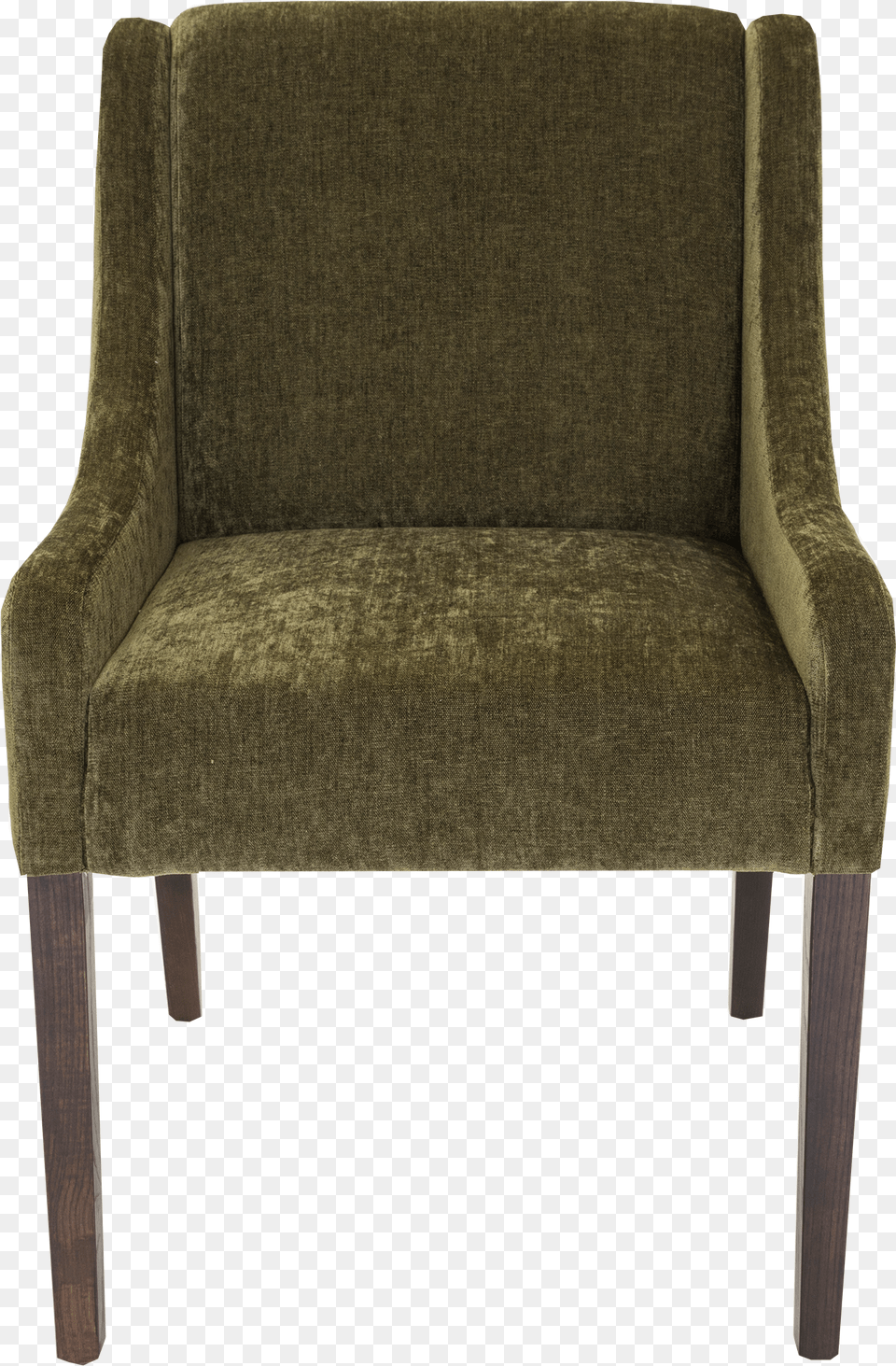 Front View Of Organic Green Luxurious Upholstered Chair Chair, Furniture, Armchair Png Image