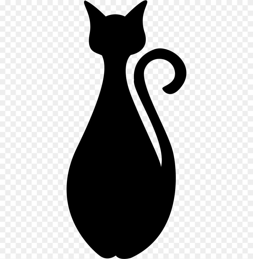 Frontal Black Cat Silhouette Black Cat Silhouette, Stencil, Jug, Animal, Mammal Png