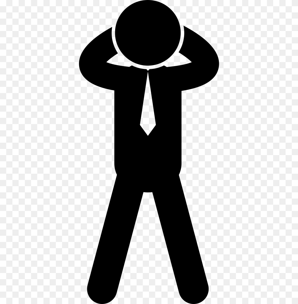 Frontal Standing Business Man Posture Icon, Silhouette, Stencil, Adult, Male Free Png