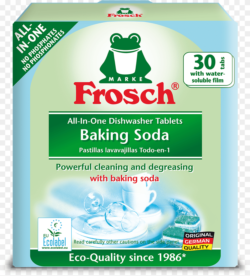 Frosch Baking Soda All In One Dishwasher Tabs Frosch Shower Amp Bathroom Cleaner Spray Lemon, Advertisement, Poster, Beverage, Coffee Free Png