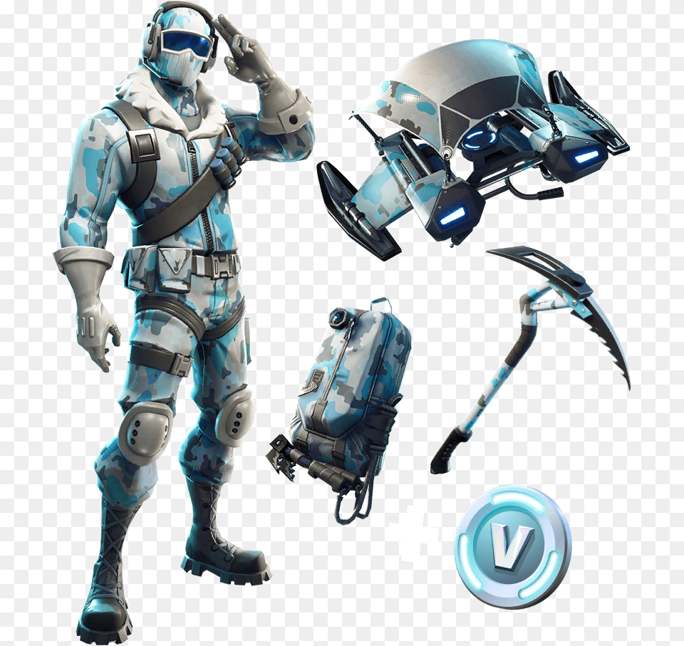 Frostbite Outfit Fnbr Co Fortnite Cosmetics Fortnite Deep Freeze Bundle, Robot, Adult, Male, Man Free Transparent Png