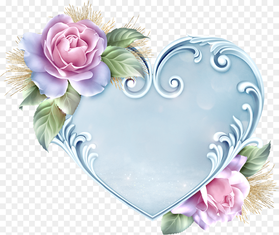 Frosted Dreams Fantasy Frame Artist Arts And Crafts Rose Heart Flower Frame, Plant, Pattern, Art, Graphics Free Png Download