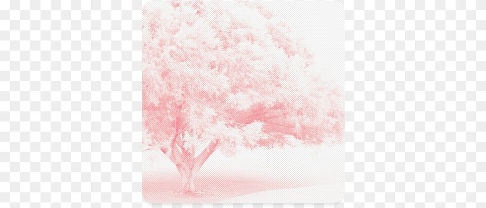 Frosted Pink Tree Square Coaster Drawing, Plant, Woodland, Vegetation, Outdoors Free Png