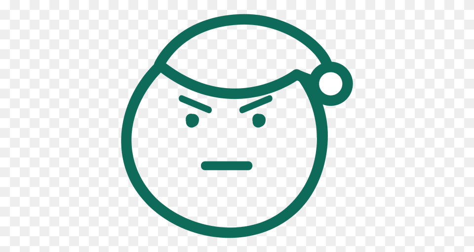 Frown Santa Claus Hat Face Green Stroke Emoticon Free Transparent Png