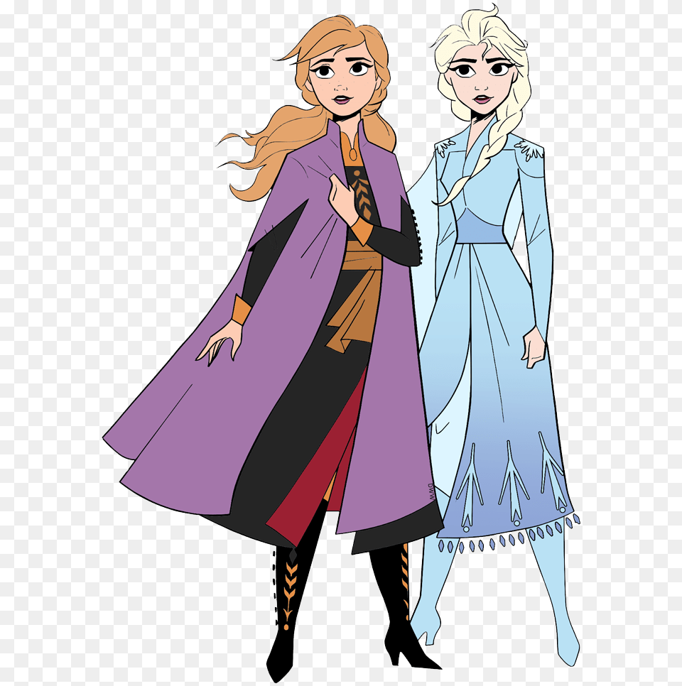 Frozen 2 Coloring Pages Elsa And Anna, Fashion, Book, Cape, Clothing Free Png