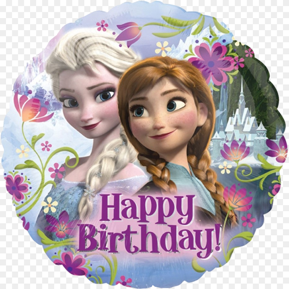 Frozen Anna U0026 Elsa Balloon Frozen With Happy Birthday, Doll, Toy, Face, Head Free Transparent Png