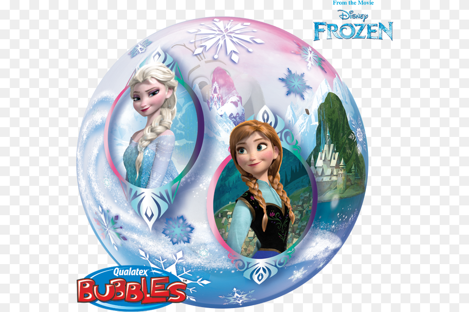 Frozen Bubble Balloon Anna Amp Elsa Round Frozen Olaf Stickers, Child, Female, Girl, Person Png Image
