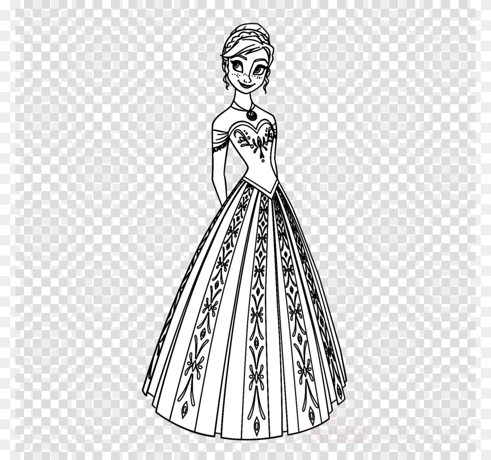 Frozen Coloring Pages Clipart Anna Elsa Olaf Frozen Pictures To Colour Anna, Fashion, Clothing, Gown, Dress Png Image